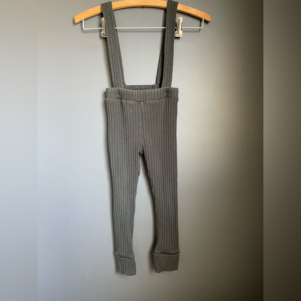kate quinn Ribbed Suspender Leggings - Olive Green